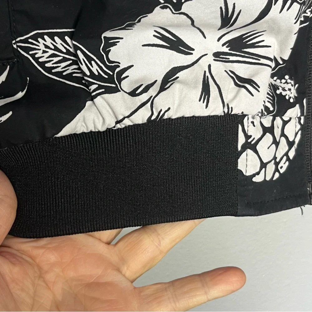Denim &‎ Flower Ricky Singh Zip Up Jacket Women Medium Black White Tropical